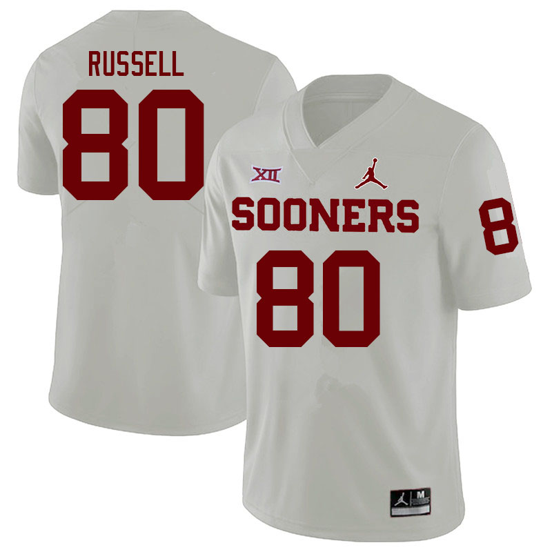 Men #80 Kayhon Russell Oklahoma Sooners College Football Jerseys Sale-White